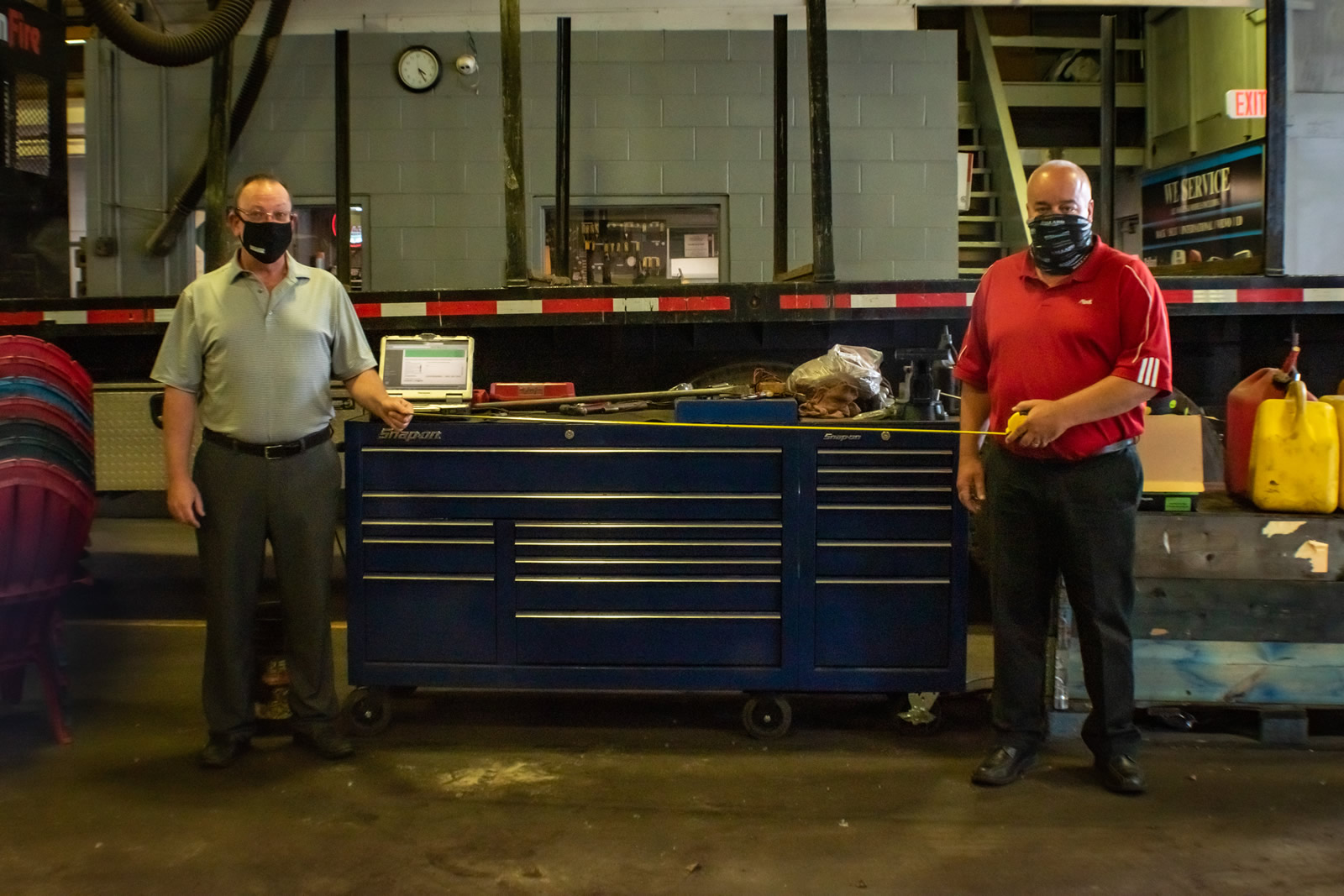 Owners John and Steve encourage employees and guests to remain one toolbox width apart.